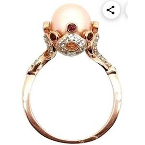 Cultured Freshwater Pearl Rhodolite Topaz 18k Rose Gold Over SS Ring 10 NWT